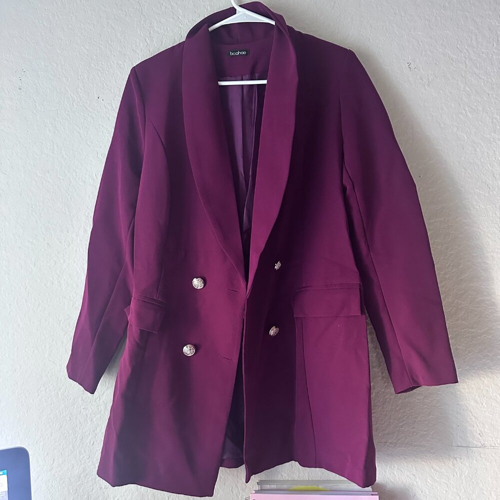 Burgundy Blazer with Gold Buttons - Picture 2 of 5